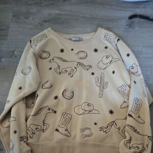 Western Themed Beige Sweatshirt